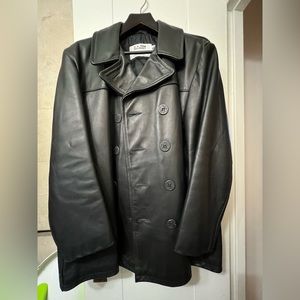VINTAGE SCHOTT US NAVY 740N PEA COAT HEAVY LEATHER JACKET SIZE 46 or XL